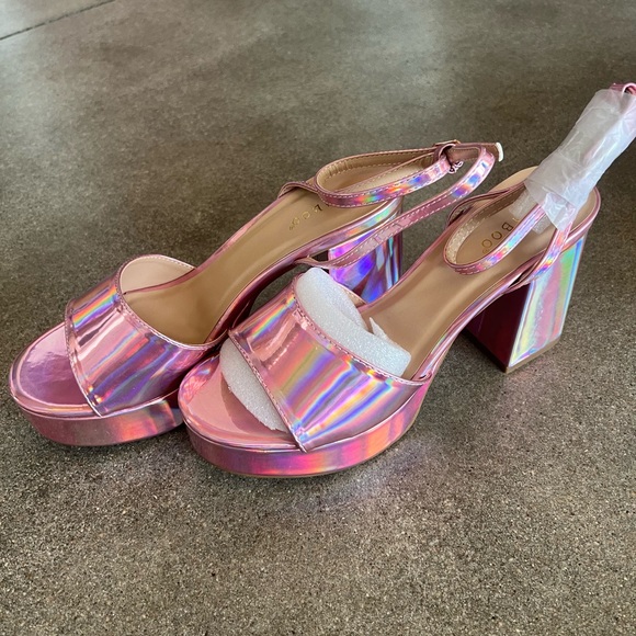❣️SOLD❣️NIB Bamboo Iridescent Platform Heels - Picture 5 of 5